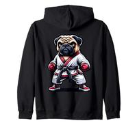 Karate Pug En Acción con Actitud Sudadera con Capucha