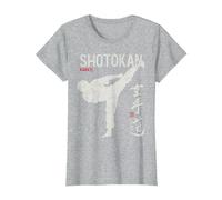 Karate Shotokan Shito-Ryu Goju-Ryu Full Wado-ryu Contact Camiseta, Mujer, Gris Jaspeado, XS