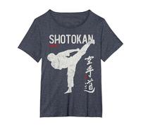 Karate Shotokan Shito-Ryu Goju-Ryu Full Wado-ryu Contact Camiseta, Mujer Tallas Grandes, Azul Jaspeado, 3XL Grande