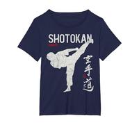 Karate Shotokan Shito-Ryu Goju-Ryu Full Wado-ryu Contact Camiseta, Mujer Tallas Grandes, Azul Marino, 2XL Grande