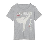 Karate Shotokan Shito-Ryu Goju-Ryu Full Wado-ryu Contact Camiseta, Mujer Tallas Grandes, Gris Jaspeado, 1XL Grande