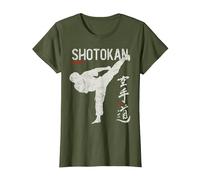 Karate Shotokan Shito-Ryu Goju-Ryu Full Wado-ryu Contact Camiseta, Mujer, Verde Oliva, L