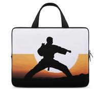 Karate Silhouette - Bolsas para portátil ultrafinas, ligeras e impermeables de 17 pulgadas, material de neopreno duradero, bolsa protectora portátil para computadora con correa de mano