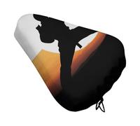 Karate Silhouette - Funda de asiento de bicicleta para hombres y mujeres, impermeable y resistente al polvo, cojín de asiento de bicicleta con cordón, funda ajustable para sillín de bicicleta o