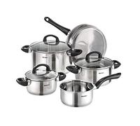 Karcher batería de Cocina MIA, Incl. Tapa de Cristal, Apta para inducción, 5 Piezas, Acero Inoxidable