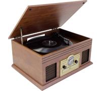 Karcher NO-036 - Minicadena de música Nostalgia, de Madera, Centro de música con Tocadiscos, Reproductor de CD, Bluetooth, Reproductor de Casete, USB y Radio