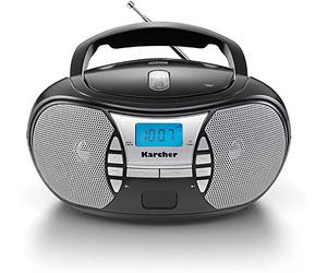 Karcher RR 5025-B - Reproductor de CD portátil con conexión a Red y batería, Radio FM con Conector Auxiliar y Conector para Auriculares, Color Negro