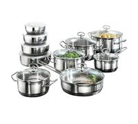 Karcher Set de Ollas de Acero Inoxidable 20 Piezas con Tapas | Batería de Cocina Completa para Inducción, Gas y Eléctrico | Cazuelas, Sartenes y Ensaladeras para Hogar y Familia