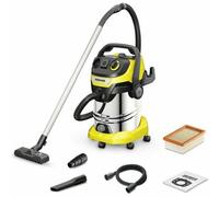 Karcher WD 6 PS V-30/8/35/T Aspirador en Seco y Húmedo 1300W con Depósito Inoxidable 30L, Función Soplador y Toma de Corriente para Taller