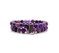 KARDINAL WEIST amatista pulsera, cuentas de piedras preciosas, joyas para hombres y mujeres, talismán - felicidad - sueños (XS, amatista - doble paquete)
