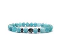 KARDINAL WEIST Sonriente Buda Aguamarina Pulsera, Cuentas de Piedras Preciosas, Joyas para Hombres y Mujeres, Chakra - amuletos de la Suerte - Amistad (L)