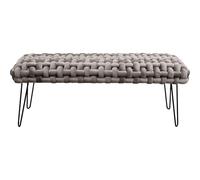 Kare Banco de diseño de Tejido de Color Negro y Gris, Terciopelo, Altura del Asiento de 34 cm, Estructura Trenzada, Banco tapizado, Dormitorio, Pasillo, 45 x 128 x 50 cm (H-B-T)