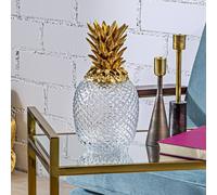KARE caja decorativa Piña, altura 31 cm, cristal, transparente, dorado