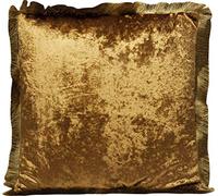Kare Design cojín Cannes, amarillo, flecos, cojín decorativo, aspecto de terciopelo, cojín decorativo con cremallera, funda extraíble, relleno incluido, 45 x 45 cm (L/W)