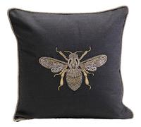 Kare Cojín de diseño de Abeja Brillante, Negro, Funda extraíble con Cierre de Cremallera, con Relleno, cojín Decorativo, Accesorio para el hogar, Funda en Aspecto de Terciopelo, 40 x 40 cm (Alto x