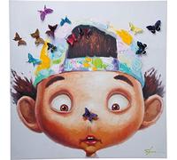 Kare Cuadro Retocado al Óleo, Boy With Butterflies, Policromo, 100 x 3.2 x 100 cm