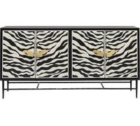 Kare Design Aparador 4 puertas madera y acero negro con motivo cebra 160x80cm