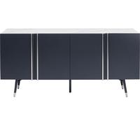 Kare Design Aparador de 4 puertas de cristal efecto mármol gris oscuro y blanco