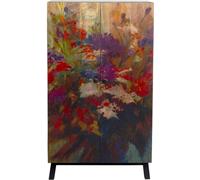 Kare Design armario Fleur, colorido armario alto con 2 puertas y motivo floral, moderna cómoda alta de madera maciza, armario pequeño, disegno individuál,140x76x30cm (A/A/P)