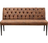 Kare Design Banco Econo, marrón, banco, banco de mesa de comedor, banco de cuero, estructura de madera de haya, salón, comedor, 95x164x62 cm