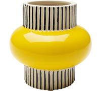 Kare Design Calabria - Jarrón Decorativo (Porcelana, Hecho a Mano, único, 16 cm de Alto), Color Amarillo