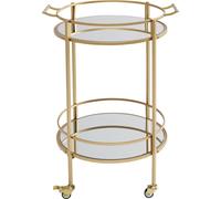 Kare Design Carro de servicio acero y cristal dorado con ruedas