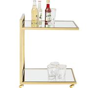 Kare Design Carro de servicio Classy, dorado, carro de bebidas, carro de bar, carro con ruedas, tablero de cristal, marco de acero inoxidable, 64x50x33 cm (H/W/D)