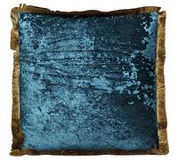 Kare Design Cojín Cannes, petróleo, flecos, cojín decorativo, aspecto de terciopelo, cojín decorativo con cremallera, funda extraíble, relleno incluido, 45x45 cm