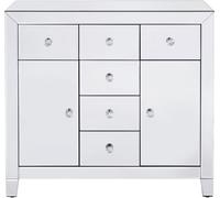 KARE Design Luxury-Cómoda de 2 puertas con 6 cajones, estilo glamuroso, consola asas brillantes, armario de espejo en diseño extravagante, Madera de ingeniería, plata, (H/B/T) 84 x 88 x 41 cm