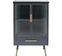 Kare Design Cómoda La Gomera, negro/dorado, 2 puertas, 1 cajón, armario, vitrina, espacio de almacenamiento, para salón, cocina, puertas de cristal, vitrina, aparador, 105x65cm