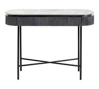 Kare Design Consola de 2 cajones de mármol blanco y madera de mango negra