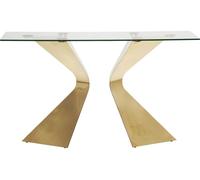 Kare Design Consola Gloria Oro, oro/vidrio, disegno pie sculturál, pasillo, salón-comedor, dormitorio, moderno elegante, glamour, 82x140x45cm (A/A/P)