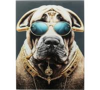 Kare Design Cuadro de Cristal Fashion Dog, Colorido, 80x60 cm, Rectangular, Vidrio de Seguridad ESG 4mm, Animal Print, Perro, Decoración de Pared, Dormitorio, Salón