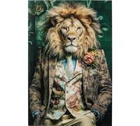 Kare Design Cuadro de Cristal Mister Lion, Multicolor, 150x100 cm, Impresión Artística, Motivo Animal, Vidrio de Seguridad ESG, Decoración de Pared, Salón, Pasillo, Oficina en Casa, Dormitorio