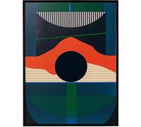 Kare Design Cuadro Enmarcado Sunset, Azul y Verde, 75x100 cm, Lienzo Enmarcado, Arte Abstracto Moderno, Decoración de Pared