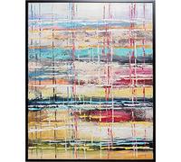 Kare Design Cuadro Orizzonte, Multicolor, Lienzo con Marco, Pintura Acrílica y Detalles Hechos a Mano, Arte Abstracto Moderno, 80x100 cm