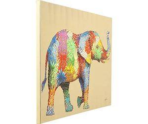 Kare Design Cuadro Retocado al Óleo, Flower Elefant, Policromo, 90x120x3,5cm