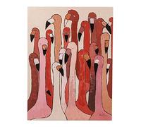 Kare Design cuadro Tocado Flamingo Meeting, rosa/rojo, pintura acrílica, para salón, dormitorio, pasillo, pop art, motivo animal, 120x90 cm