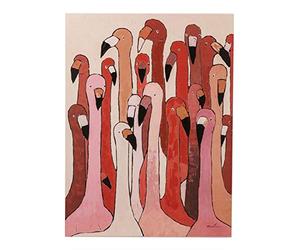Kare Design cuadro Tocado Flamingo Meeting, rosa/rojo, pintura acrílica, para salón, dormitorio, pasillo, pop art, motivo animal, 120x90 cm