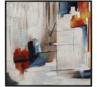Kare Design Cuadro Visione Obliquo, Multicolor, 100x100 cm, Lienzo con Marco de Madera Maciza, Detalles Pintados a Mano, Algodón, Arte Abstracto Moderno