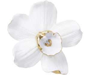 Kare Design decoración de pared Orquídea blanco/dorado, noble flor de orquídea, piedra artificial, montaje en pared, formato XL, accesorios, objeto de pared, decoración de pared, 24.5x23.8x6.7cm