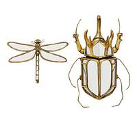 Kare Design Decoración Pared Dragonfly Mirror, 35x27x4cm & Beetle Mirror Decoración para Pared, Color Dorado