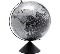 Kare Design Deko Object Globe Top, negro, gris, globo, estructura de acero inoxidable, hecha a mano, diámetro 30 cm, 40 x 30 x 30 cm (alto x ancho x profundidad)