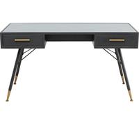 Kare Design Escritorio de acero y vidrio de 2 cajones 140x60cm