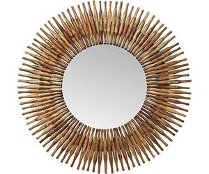 Kare Design Espejo Sunlight, marrón, 122cm de diámetro, Espejo de Pared, Vidrio espejado, Madera reciclada, Redondo, 122x122x5 cm (H/W/D)