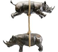 Kare Design Figura Decorativa Artistic Rhino, Gris, Acero, Escultura Rinoceronte exótica, Objeto de decoración Artesanal, Interior salón y Dormitorio, 47 cm