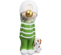 Kare Design Figura Decorativa Bubble Boy, Verde/Blanco, Polyresina Pintada a Mano, Estatua Decorativa llamativa, Objeto de decoración Moderna, Accesorio para salón y Dormitorio, 82 cm