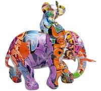 Kare Design Figura Decorativa Elefante Dumbo UNO Graffiti, Multicolor, Escultura Animal, Objeto Decorativo, Sala y Comedor, Elefante Estilo Urbano para Estantes, Altura 27 cm