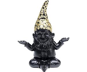 Kare Design Figura Decorativa gnomo meditación, Oro Negro, gnomo de jardín, Accesorio, Hecho a Mano, Altura del artículo 19cm, 15 x 10 x 19