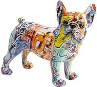 Kare Design Figura Decorativa Grafitti Perro, Multicolor, Objeto Decorativo, Motivo Perro, Hecho a Mano, único, 22x24x12 cm (h/w/d)